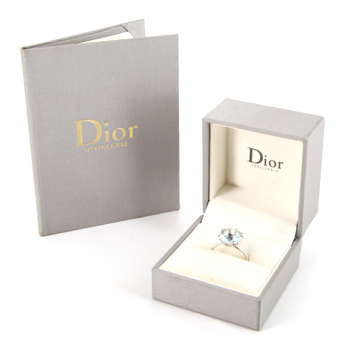 Bague Dior Oui en or blanc,  diamant et aigue-marine