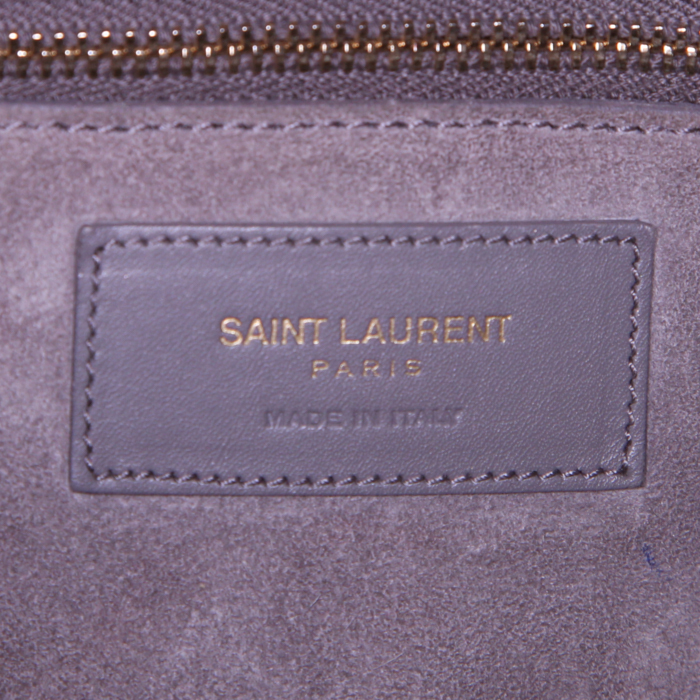 Saint Laurent Duffle shoulder bag in grey leather - Detail D4
