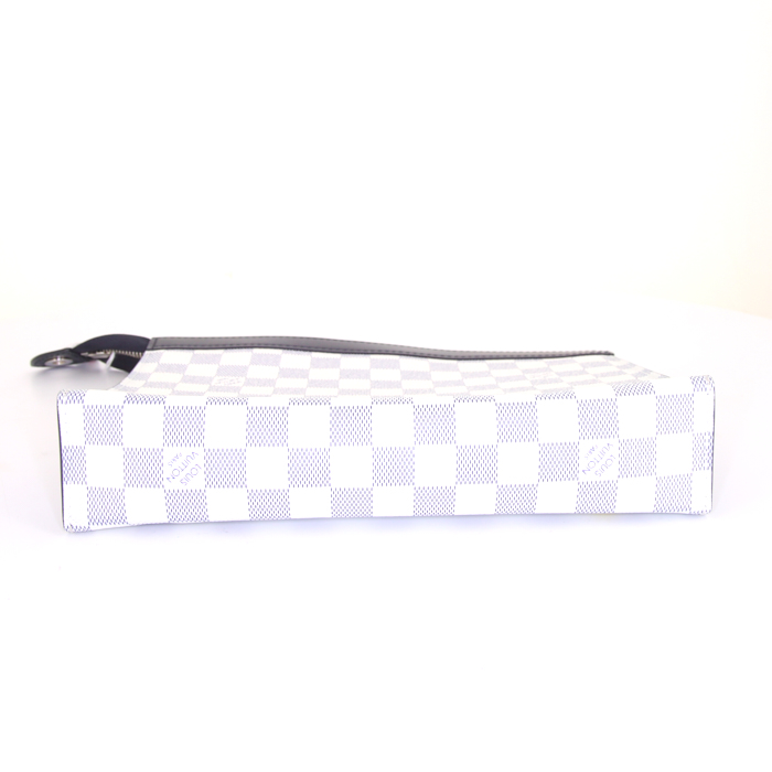 Louis Vuitton America's Cup pouch in azur damier canvas and blue leather - Detail D4