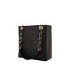 Chanel Shopping GST small model bag worn on the shoulder or carried in the hand in black quilted grained leather - 00pp thumbnail