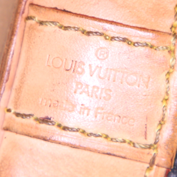 Sac à main Louis Vuitton Alma petit modèle en toile monogram multicolore et noire et cuir naturel - Detail D3