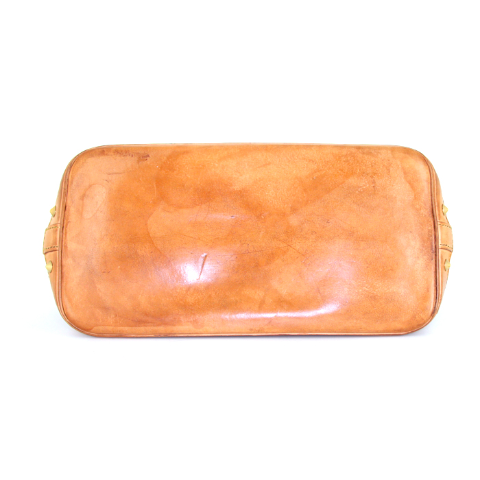 Bolso de mano Louis Vuitton Alma modelo pequeño en lona Monogram multicolor y negra y cuero natural - Detail D4