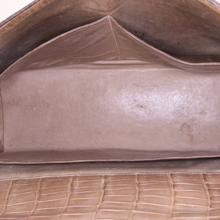 Hermes Kelly 35 cm handbag in beige crocodile - Detail D4