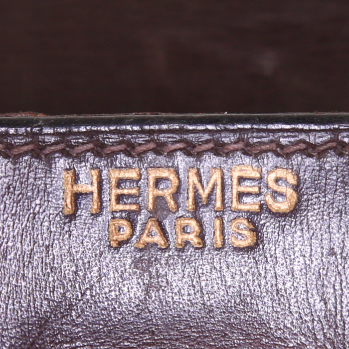 Hermes Kelly 35 cm handbag in brown box leather - Detail D3