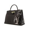 Hermes Kelly 35 cm handbag in black crocodile - 00pp thumbnail