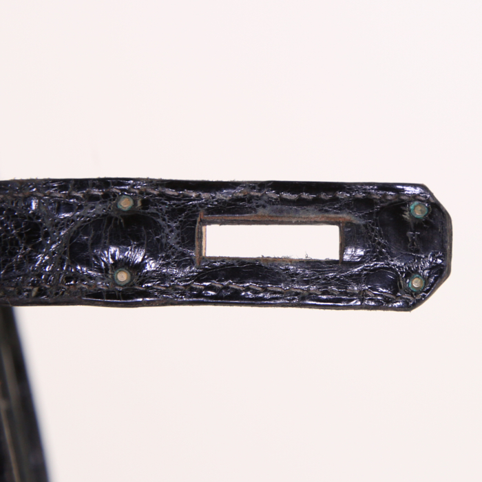 Sac à main Hermes Kelly 35 cm en crocodile noir - Detail D4