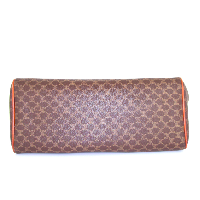 Celine Vintage handbag in brown logo canvas and brown leather - Detail D4