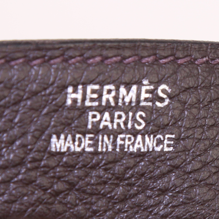 Sac de week end Hermes Haut à Courroies en cuir togo marron - Detail D3