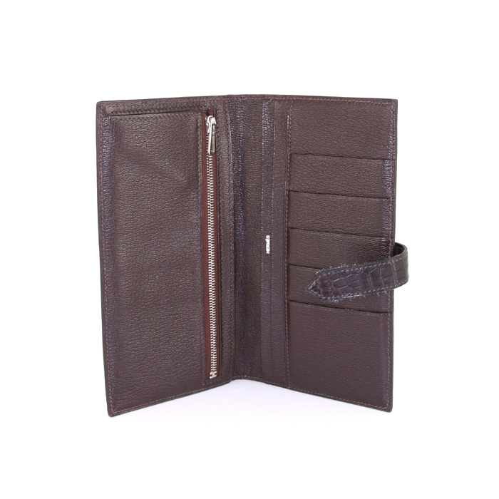 Hermès Béarn wallet in brown niloticus crocodile - Detail D2
