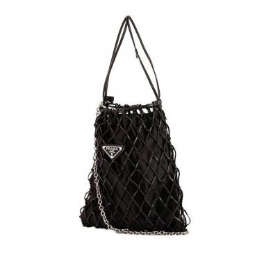 Borsa a tracolla Prada Net in tela nera e pelle nera