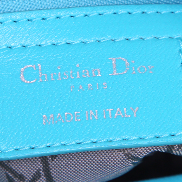 Sac à main Dior Lady Dior moyen modèle en cuir cannage turquoise - Detail D3