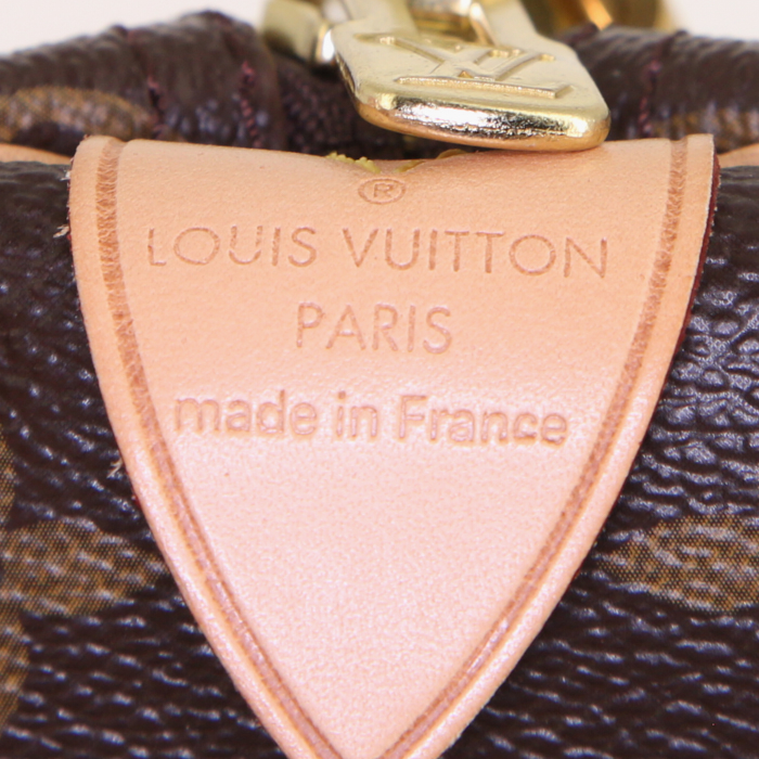 Borsa da viaggio Louis Vuitton Keepall 45 in tela monogram marrone e pelle naturale - Detail D3