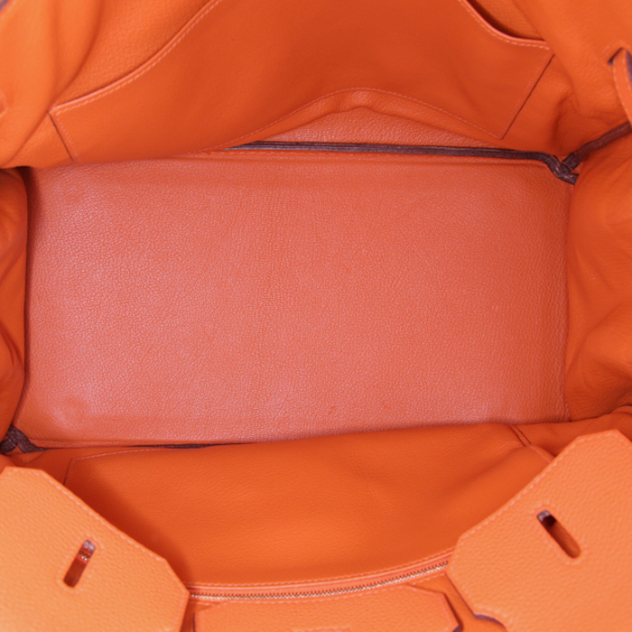 Bolso de mano Hermes Birkin 35 cm en cuero togo naranja - Detail D2