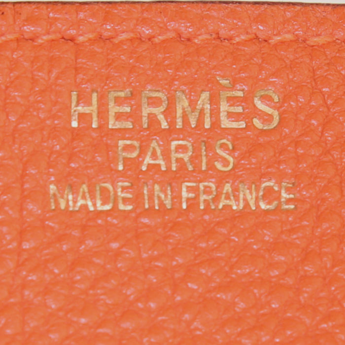 Hermes Birkin 35 cm handbag in orange togo leather - Detail D3