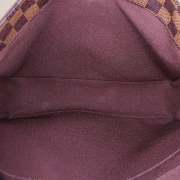 Louis Vuitton Bastille shoulder bag in ebene damier canvas and brown leather - Detail D2