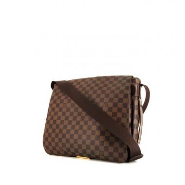 Borsa a tracolla Louis Vuitton Bastille in tela cerata con motivo a scacchi ebano e pelle marrone