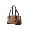 Prada Jacquard handbag in khaki logo canvas and dark brown leather - 00pp thumbnail