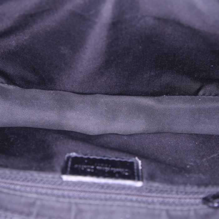 Dior Columbus Avenue bag worn on the shoulder or carried in the hand in black leather and black monogram canvas - Detail D2
