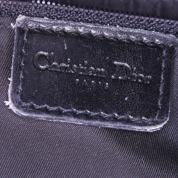 Dior Columbus Avenue bag worn on the shoulder or carried in the hand in black leather and black monogram canvas - Detail D3