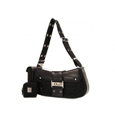 Bolso para llevar al hombro o en la mano Dior Columbus Avenue en cuero negro y lona Monogram negra