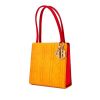 Shopping bag Dior Vintage in seta gialla e rossa cannage - 00pp thumbnail