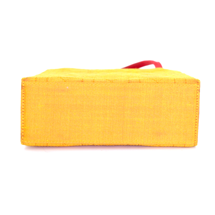 Sac cabas Dior Vintage en soie jaune et rouge - Detail D4