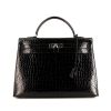 Hermes Kelly 40 cm handbag in black porosus crocodile - 360 thumbnail