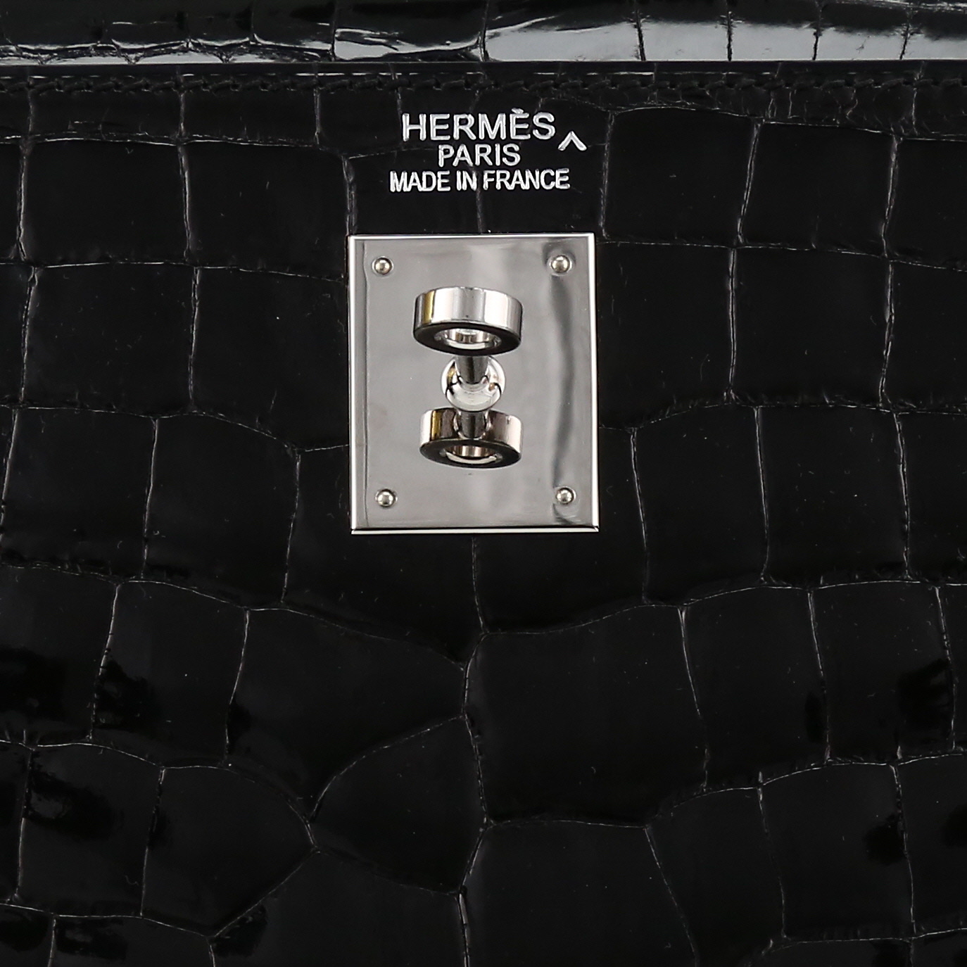 Sac à main Hermes Kelly 40 cm en crocodile porosus noir - Detail D1