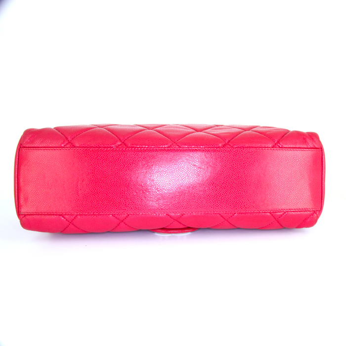 Bolso de mano Chanel Baguette en cuero granulado acolchado rojo - Detail D5