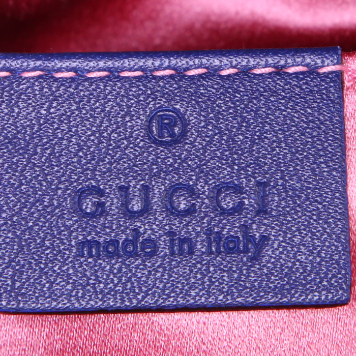 Borsa a tracolla Gucci GG Marmont Camera in velluto trapuntato blu - Detail D3