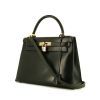 Hermes Kelly 28 cm handbag in green box leather - 00pp thumbnail
