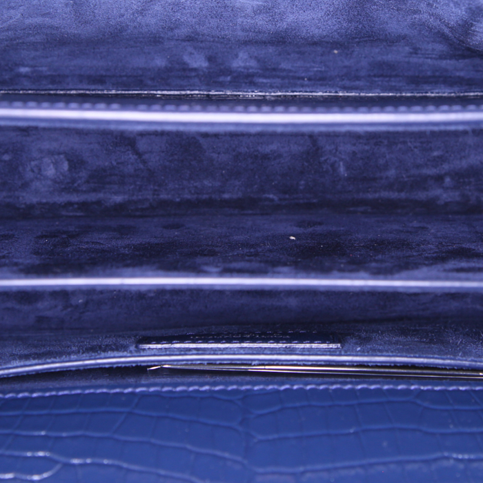 Bolso bandolera Saint Laurent Sunset en cuero azul Cobalt - Detail D3