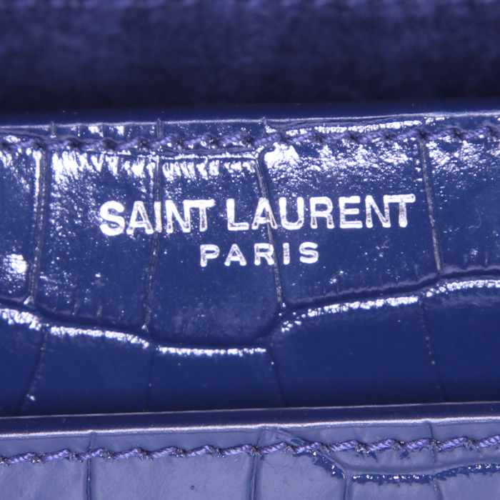 Saint Laurent Sunset shoulder bag in blue Cobalt leather - Detail D4