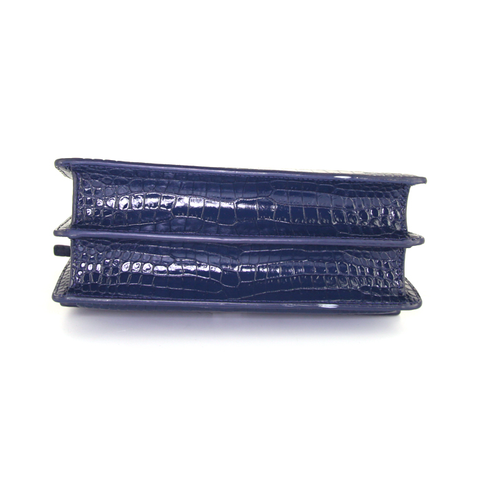 Bolso bandolera Saint Laurent Sunset en cuero azul Cobalt - Detail D5
