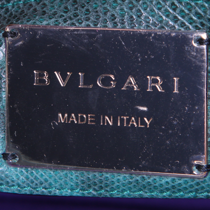 Sac porté épaule ou main Bulgari Serpenti en python vert - Detail D4