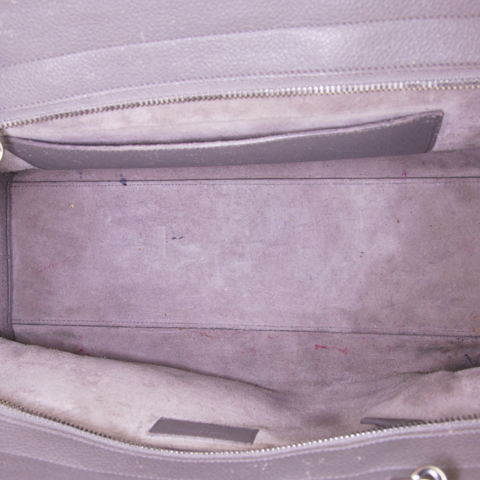 Saint Laurent shoulder bag in grey leather - Detail D3