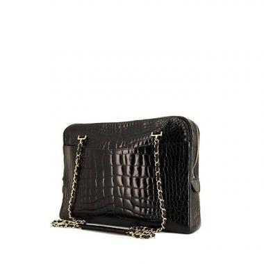 Chanel Vintage shopping bag in black embossed leather