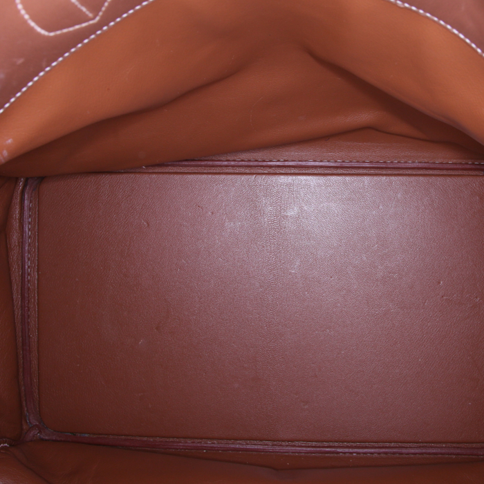 Borsa da viaggio Hermes Haut à Courroies - Travel Bag in pelle marrone - Detail D2