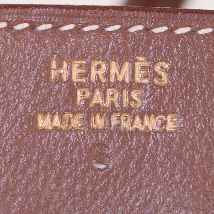 Borsa da viaggio Hermes Haut à Courroies - Travel Bag in pelle marrone - Detail D3