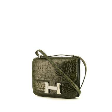 Bolso bandolera Hermès  Constance mini  en aligátor caqui