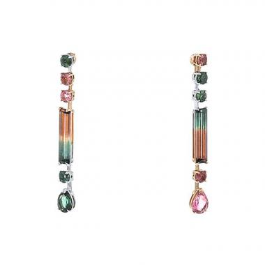 Pendientes con clip Lorenz Bäumer en oro rosa, oro blanco y turmalina