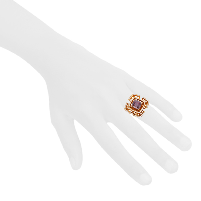 Lorenz Bäumer Matrix ring in pink gold,  diamonds and "color change" sapphire of 7,60 carats - Detail D1