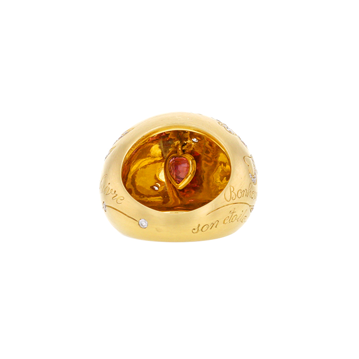Lorenz Bäumer Suivre Son Étoile boule ring in yellow gold,  diamonds and sapphire - Detail D2