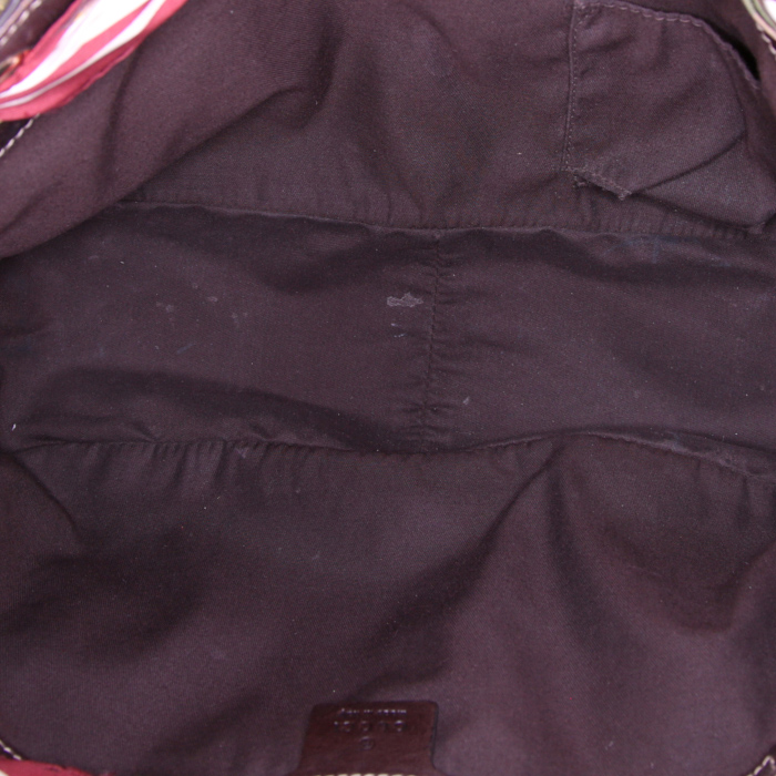 Sac cabas Gucci Positano en toile monogram beige et cuir marron - Detail D2