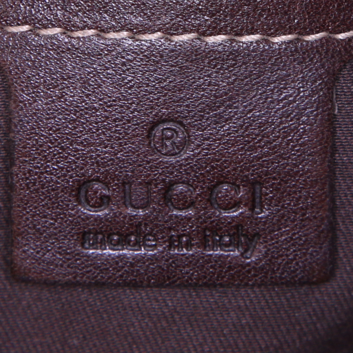 Gucci Positano shopping bag in beige monogram canvas and brown leather - Detail D3