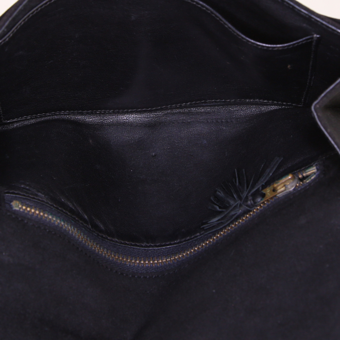 Hermès Pochette Angle Or clutch in black doblis calfskin - Detail D2
