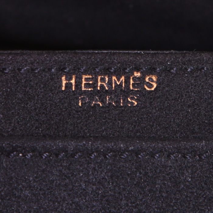 Pochette da sera Hermès Pochette Angle Or in pelle di vitello doblis nero - Detail D3