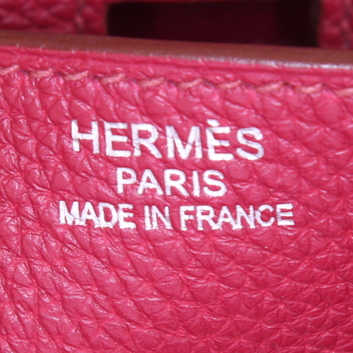 Hermes Birkin Shoulder bag worn on the shoulder or carried in the hand in raspberry pink togo leather - Detail D3