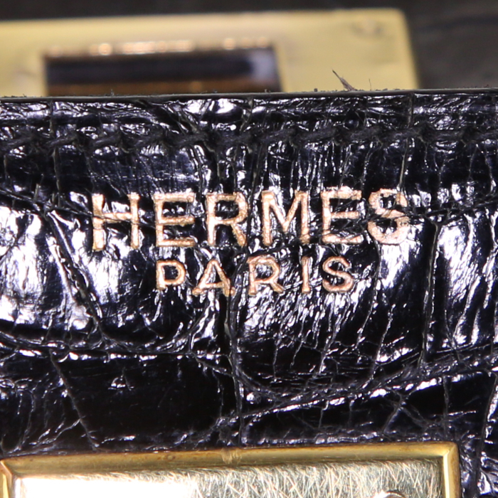 Hermes Kelly 32 cm handbag in black porosus crocodile - Detail D3