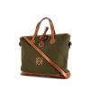 Shopping bag Loewe in tela verde kaki e pelle marrone - 00pp thumbnail